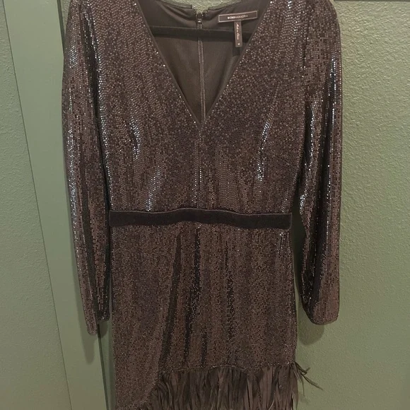 BCBG Max Azria Sequin & Feather Cocktail Dress - Picture 6 of 8